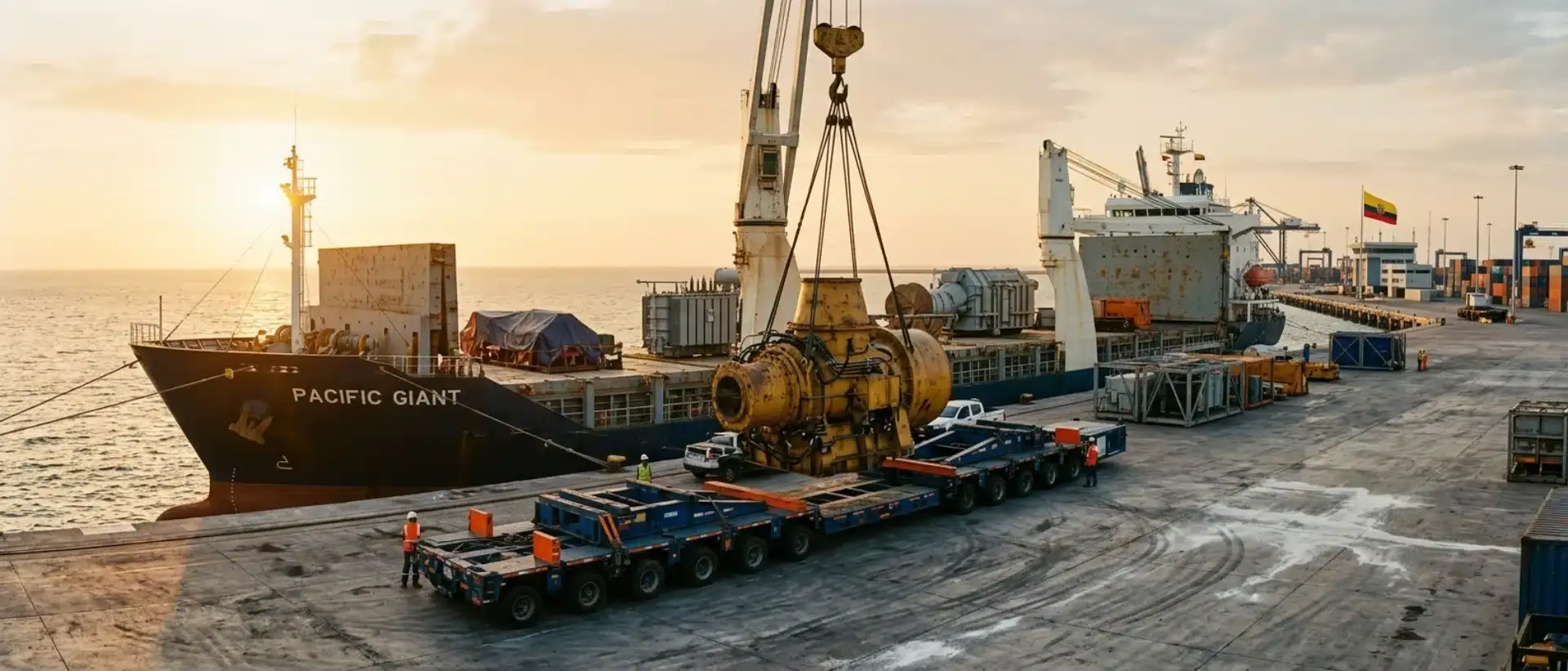 Industrial logistics and breakbulk shipping of heavy machinery from the US to the Port of Posorja and Guayaquil, Ecuador.