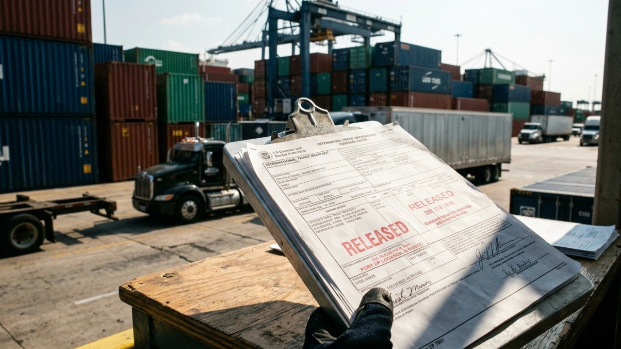 Professional Texas Customs Broker Services Managing International Trade Compliance And Cargo Logistics At A Shipping Terminal.
