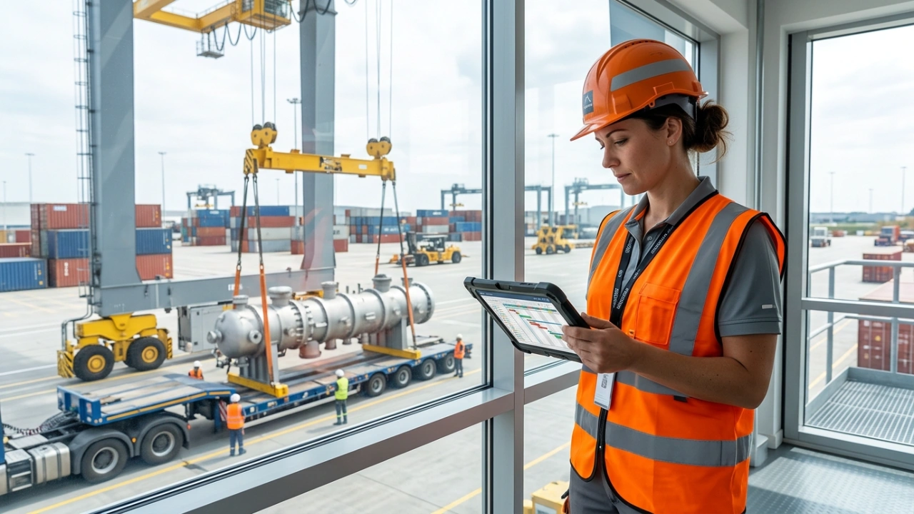 Logistics Project Manager Coordinating Heavy Industrial Equipment Shipping And Project Schedules To Prevent Delays.