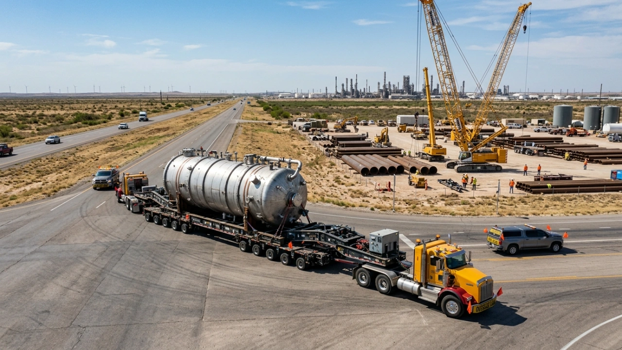 Specialized Heavy-Haul Project Logistics And Oversized Cargo Transportation For Industrial Infrastructure Projects In Texas.