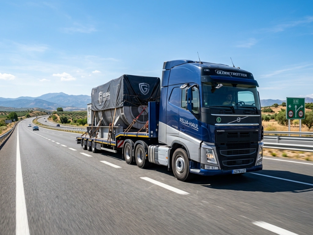 Professional Heavy-Duty Truck Transporting Industrial Cargo On A Clear Highway, Symbolizing Reliable And Secure Logistics Services.