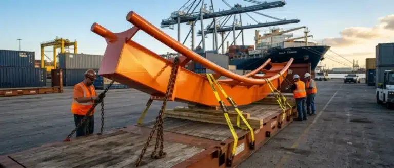 Professional Logistics And International Shipping Of Heavy-Duty Roller Coaster Components And Oversized Track Segments From Houston Port.